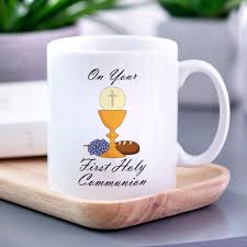 A gift sacramental is a medal, rosary, religious art or other. On Your First Holy Communion Personalised Mug The Gift Experience
