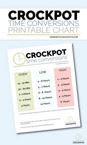 crockpot conversion times printable chart oven to low to