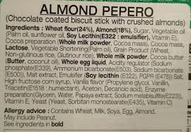 Cocoa mass and flour are the key components to make a package of pepero. Pepero Almond And Chocolate Lotte 32 G