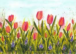 29.6 cm x 15.1 cm (11.66 x 5.96) not framed. Easy Watercolor Tulip Tutorial My Flower Journal