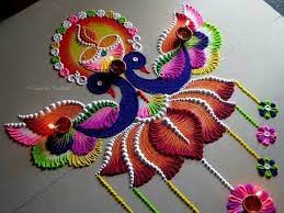Diwali Special Twin Peacock Rangoli Diya Rangoli Beautiful And Unique Rangoli For Free Hand Rangoli Design Rangoli Designs For Competition Rangoli Patterns