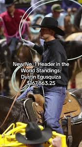 It’s tight at the top. @resistol1927 man @Dustin Egusquiza now has a  $4,523.01 lead over Kaleb Driggers in the @PRCA ProRodeo World Standings.  #teamroping #rodeo