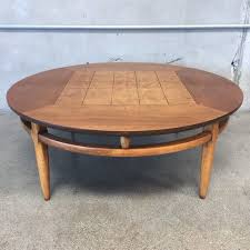 60 S Lane Round Coffee Table Burl Inlaid Squares Burled Wood Coffee Table Coffee Table Mid Century Modern Coffee Table