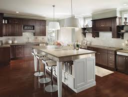 Modern Dark Wood Kitchen Cabinets With Contrasting White Island A Large White Kitchen Transitional Kitchen Design Large Kitchen Cabinets White Kitchen Island