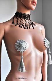 Silver Nipple Pastiesclear Beaded Nipple Cover With Silver - Etsy