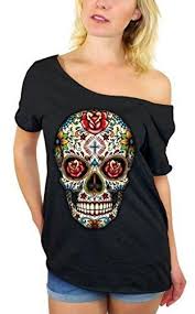 Great savings & free delivery / collection on many items. Sugar Skull Rose Eyes Off Shoulder Tops T Shirt Skull Clothing Oversized Sweatshirt Sweatshirts