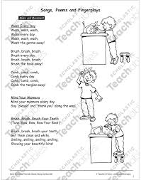 You'll probably want to teach your students some songs to help them learn all of the basic vocabulary. Healthy Habits Songs Poems And Movement Printable Texts
