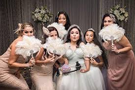 See more ideas about flapper wedding, wedding, speakeasy party. Buy Babeyond Vintage Bridal Feather Bouquet 1920s Ostrich Feather Fan Crystal Bridesmaid Bouquet 20s Gatsby Bouquet Flapper Accessories White Online At Low Prices In India Amazon In