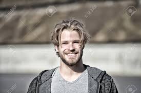 550 x 753 jpeg 34 кб. Guy With Bearded Face And Blond Hair Haircut In Grey Tshirt Happy Stock Photo Picture And Royalty Free Image Image 90953971