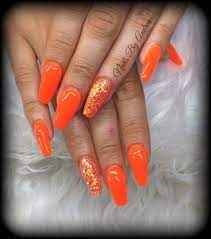 Nails Glitter Orange Neon Summer Summerstyle Summervibes Notpolish Love Cute Nailart Inspiratio Orange Acrylic Nails Orange Nails Neon Orange Nails