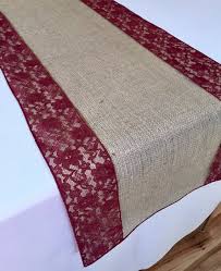 Burlap And Lace Table Runner Wedding Burlap And Burgundy Lace Etsy In 2020 Burlap Table Runners Wedding Lace Table Runner Wedding Burgundy Table Runner