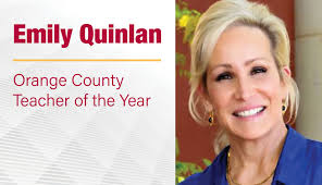Saddleback's Business Law Professor, Emily Quinlan, was named as an Orange  County Teacher of the Year! She joins five other Orange County educators in  receiving this honor. See her reaction and read