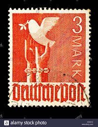 Die deutsche post war aufgrund eines gesetzes vom 3. Briefmarke Deutsche Post Taube Hande 3 Mark 1947 Gestempelt Stockfotografie Alamy