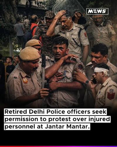 Retired Delhi Police officers have sought permission to stage a one-day  protest at Jantar Mantar on July 31, expressing solidarity with police and  paramilitary personnel injured while on duty during the July