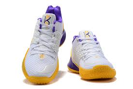 The shoes feature traction pods, which are designed to enhance traction on hard cuts. the laces maximize forefoot motion while maintaining lockdown. in other words, these shoes will help you cross defenders out of their minds, just like kyrie. Nike Kyrie Low 2 Lakers White Yellow Purple For Sale The Sole Line