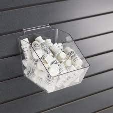 5 5 X 7 5 Slatwall Accessory Bin With Angled Front Clear Acrylic Slatwall Accessories Slat Wall Slat Wall Display