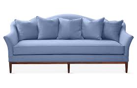 During the process, the upholsterer will dispose of the older fabric on the couch by tearing apart of the fabric down to the frame. One Kings Lane Eloise Camelback Sofa Chambray Linen One Kings Lane