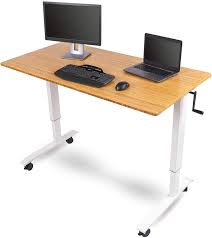 You can also select a curved top, as well as size options of 48x24 ($150) and 60x30 ($290) inches. Amazon Com Stand Up Desk Store Crank Adjustable Height Rolling Standing Desk White Frame Bamboo Top 60 Wide Furniture Decor