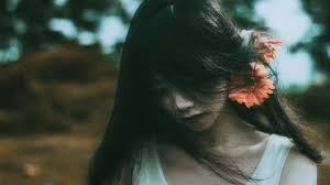 Image result for tranh vẽ cô gái buồn