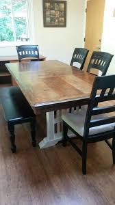My Dining Table Diy Refinish Dark Walnut Table Top With Heirloom White Table Legs And Black Painted Chairs And Diy Dining Table Walnut Table Top Dining Table