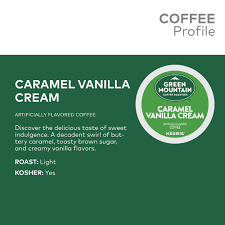 Green mountain coffee caramel vanilla cream nutrition info. Green Mountain Coffee Caramel Vanilla Cream Keurig Singleserve Kcup Pods Light Roast Coffee Nutrition Ingredients Greenchoice