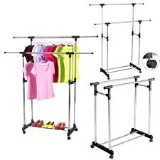 Check out double bar racks from our long list of display and specialty racks for your retail business. Home Garden 3 Tiers Portable Double Bar Rolling Rail Adjustable Clothes Garment Shoe Rack Us Household Supplies Cleaning