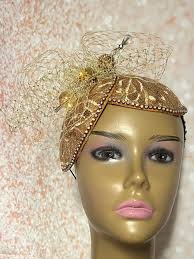 Gold Lace Fascinator Half Hat, Weddings, Church, Tea Parties, and Other  Special Occasions