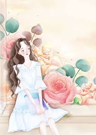 花开的声音 德音 原创作品 涂鸦王国插画 rose art cute girl drawing disney princess modern