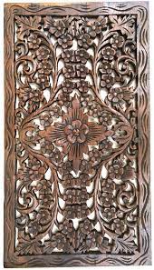 Amazon Com Wood Carved Panel Decorative Thai Wall Relief Panel Sculpture Teak Wood Wall Hanging In Dark B Carved Wood Wall Panels Wood Wall Hanging Wood Wall