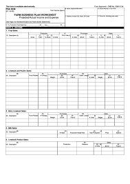 Fillable Fsa 2038 Farm Business Plan Worksheet Projected Actual Income And Expense Printable Pdf Download