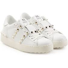 valentino leather untitled rockstud sneakers 485 liked on polyvore featuring shoes sneakers white lac valentino sneakers sneakers fashion outfits shoes
