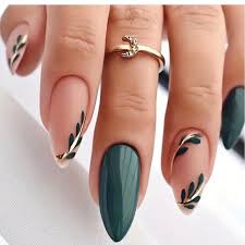 💥2for15$💥Long almond shaped dark greens reusable false nails