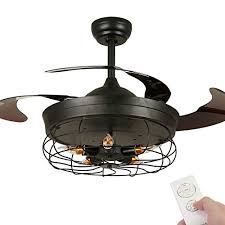 Find indoor ceiling fans at wayfair. Vintage Retractable Ceiling Fan With Light Black Chandelier Ceiling Fan Cage Withretractable Blades 5 Edison Light Bulbs Not Included 42 Inch Buy Online In Gibraltar At Gibraltar Desertcart Com Productid 182011660