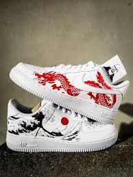 Black Lives Matter Custom Air Forces Custom Sneakers Nike Air Force 1 Red Dragon H The Great Wave Off Kanagawa The Custom Movement In 2020 Nike Shoes Air Force Custom Shoes Diy Custom Sneakers Nike