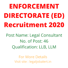The directorate of enforcement was established in the year 1956 with its headquarters at new the directorate has 10 zonal offices each of which is headed by a deputy director and 11 sub zonal. Enforcement Directorate Recruitment 2020 46 Legal Consultant Sarkari Naukari Vacancy Apply Now