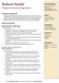 Customer service supervisor resume examples & samples. Financial Services Supervisor Resume Samples Qwikresume