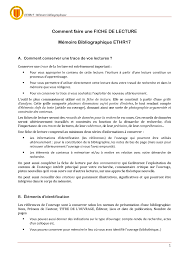 Un petit cours sur la manière la plus claire de rédiger une fiche de lecture. Comment Faire Une Fiche De Lecture Memoire Bibliographique Ethr17 Docsity