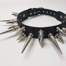 Leather Choker With Spikes.tree Spikes Choker .gothic Fashion. - Etsy