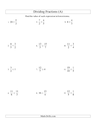 The Dividing And Simplifying Fractions With Some Whole Numbers A Math Worksheet From The Fraction Adding Fractions Fractions Worksheets Subtracting Fractions