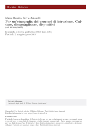 Convegno scientifico la scuola in italia: Pdf Per Un Etnografia Dei Processi Di Istruzione Culture Disuguaglianze Dispositivi