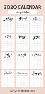 A printable 2020 quarterly calendar pdf template with the usa federal holidays. Monthly Free 2020 Printable Calendar Shrimp Salad Circus