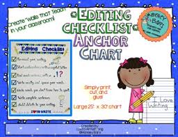 writing editing checklist anchor chart large 25 x 30 chart