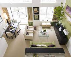 Coastal dining room with blue armchairs. Pinterest Living Room Dining Room Combo Dining Room Combo Small Living Room Dining Room Combo