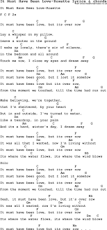 Love Song Lyrics For It Must Have Been Love Roxette With