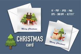 Download Christmas Card Cute Animals Card Set Graphic By Bongkarngraphic Creative Fabrica SVG Cut Files