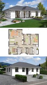 Massivhaus Bungalow Weiss Modern Mit Walmdach Winkelbungalow Grundriss Mit Haus Fassade Video Haus Bungalow Architektur Haus Haus Architektur