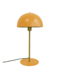 Modern iron table lamp with yellow velvet lampshade by madam stoltz. Leitmotiv Tischlampe Table Lamp Bonnet Metal Curry Yellow Lm1766 The Little Green Bag
