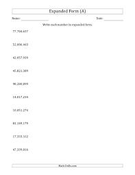 The Writing 8 Digit Numbers In Expanded Form U S U K Number Format A Math Worksheet From T Numbers In Expanded Form Expanded Form Number Sense Worksheets