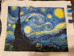 I decided to go for a combination of a animal pun and a food pun this week you can find the pattern here. Fo Starry Starry Night By Van Gogh Took 8 Months And Over 32 000 Stitches 14ct Aida 2x1 My First Cross Stitch Project Crossstitch