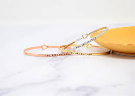 You Are Enough Bracelet Bangle With Message For Women Girl Etsy Singapore